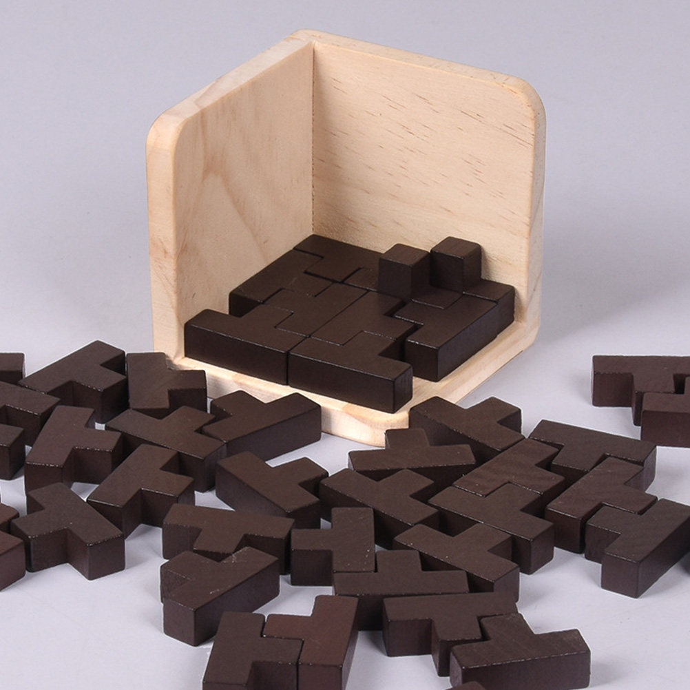 Wooden Puzzle Kids - Wooden Educational Cube Puzzle Set T-Shaped